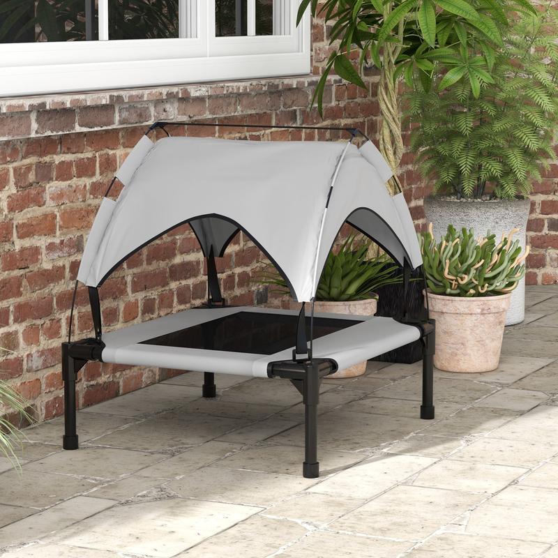 PawHut Cooling Raised Pet Bed w/ Washable Breathable Mesh, for Small Medium Dogs, 76 x 61 x 69.5cm - Light Grey 8