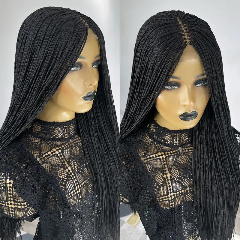 Micro Box Braided Wig - Micro Braids Wig - Braided Wigs for Women - #1b 5