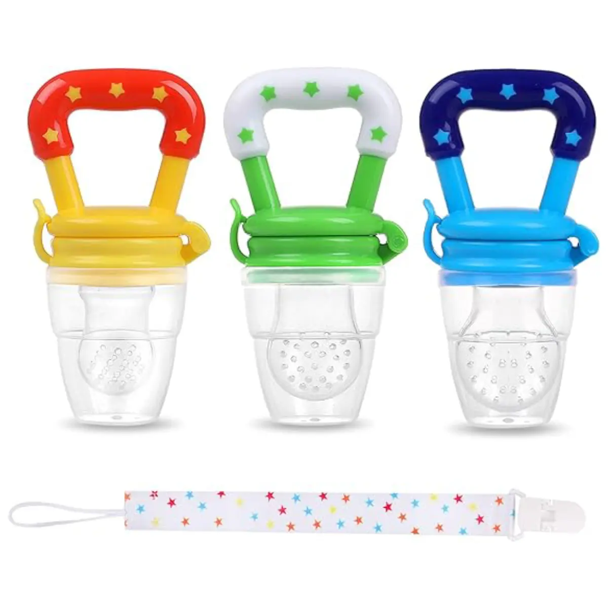 Baby Fruit Feeder  Weaning Dummies Set Include 3 Pcs Food Feeder Pacifiers with Pacifier Clips Teething Dummy for Babies Infant Toddlers