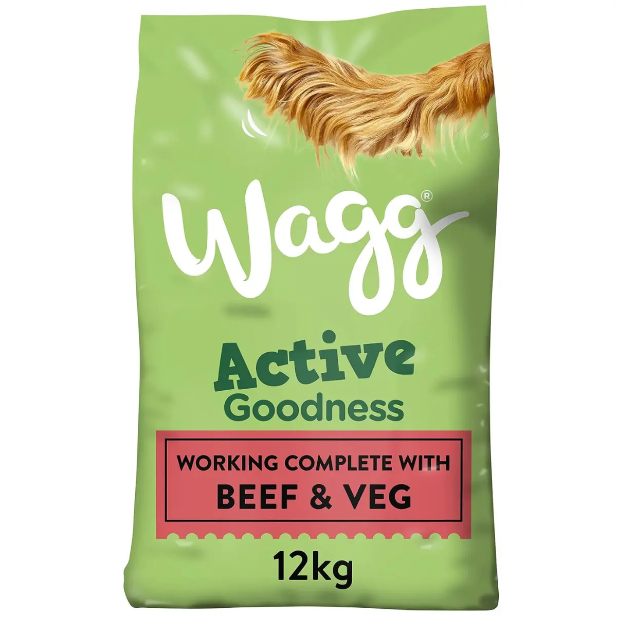 Wagg Active Goodness Complete Dry Adult Dog Food Beef & Veg 12kg for All Active Working Dog Breeds