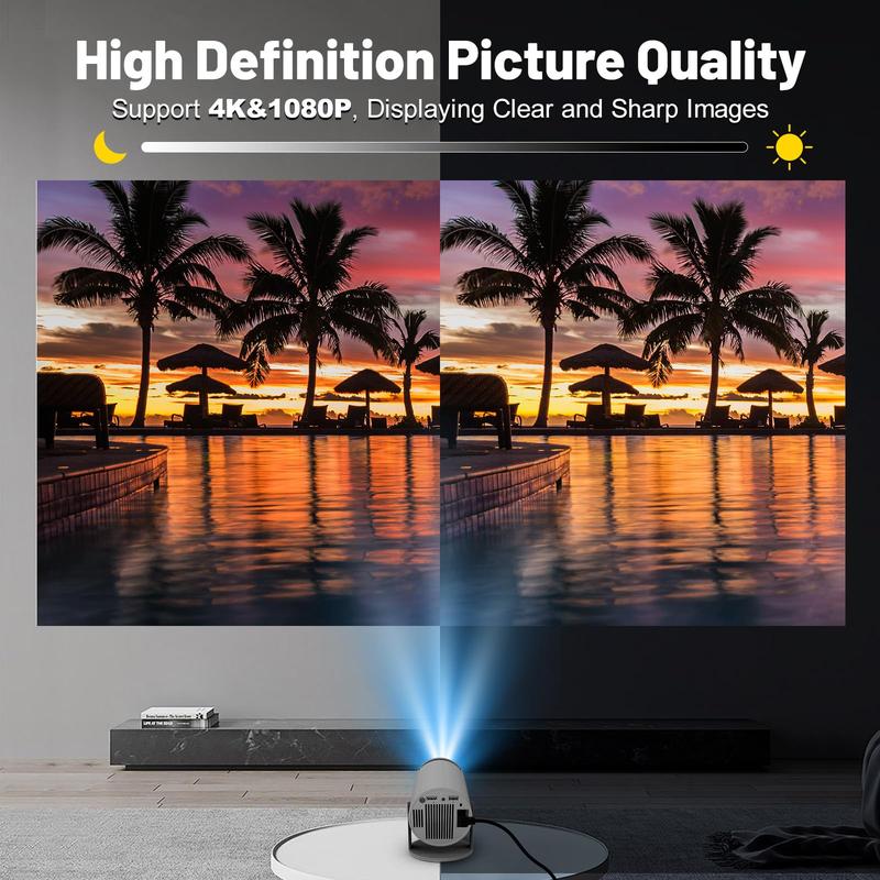 with WIFI 6 and Bluetooth, 4K 1080P Support Portable 180° Rotatable 130'' Screen Movie Auto Keystone Compatible for Laptop, PC, Smartphone mini projector 1