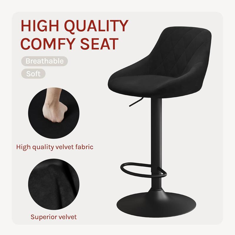 WOLTU Bar Stool Bar Chair Breakfast Dining Stool Chair for Kitchen Island Counter Velvet Exterior, Adjustable Swivel Gas Lift, Steel Footrest & Base, BH219sz-1 4