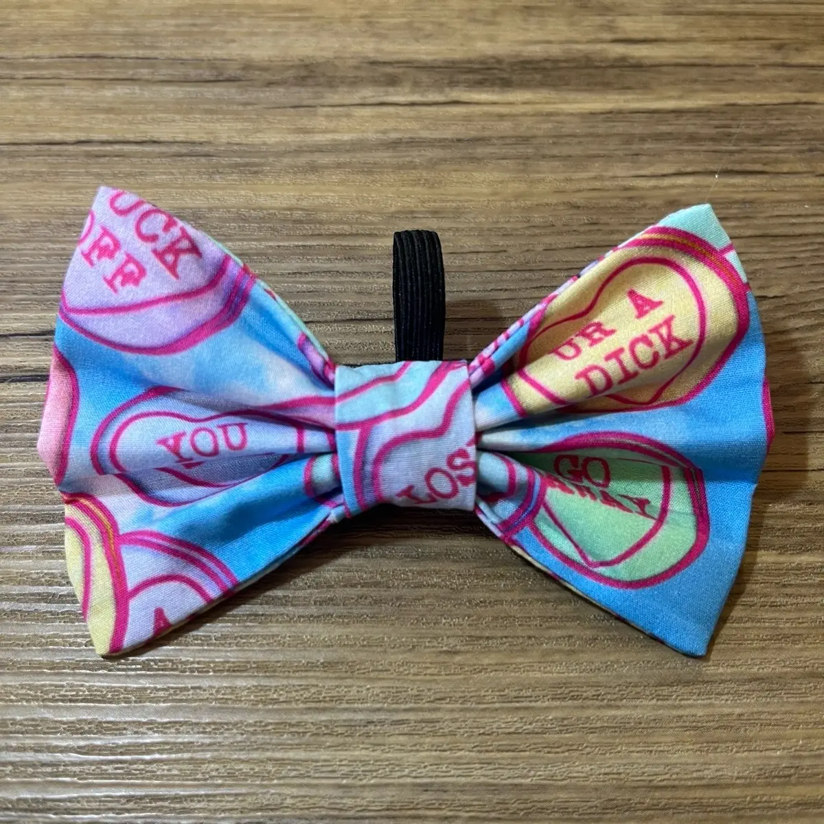 Handmade Sweary Candy Hearts Dog Bow Tie - Pet Accessory for Dogs