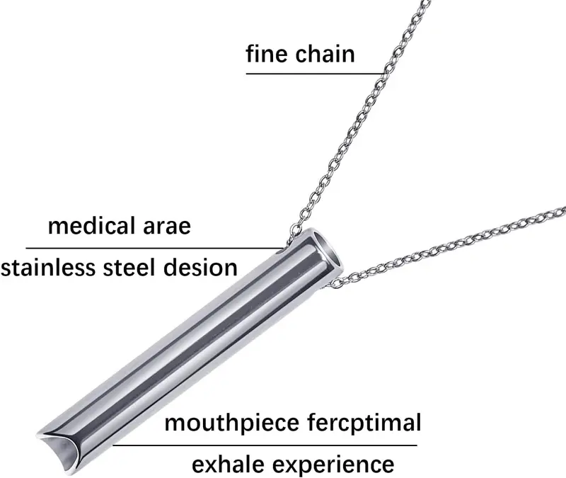 Anxiety Relief Necklace, Mindful Breathing Necklace for Stress & Anxiety Relief, Portable Stress Relief Mindful Necklace Set, Durable Stainless Steel Necklace for Anxiety Relief, Stress Relief Relaxation Gift for Unisex breathing  necklace necklace 2