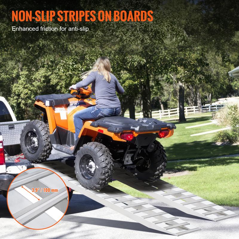 VEVOR 94" x 15" Aluminum Ramps, 6000 LBS Capacity Loading Ramps for Motorcycle/Dirt Bike/Trailer/ATV/UTV/Garden Tractor/Lawn Mower, 2PCS 3