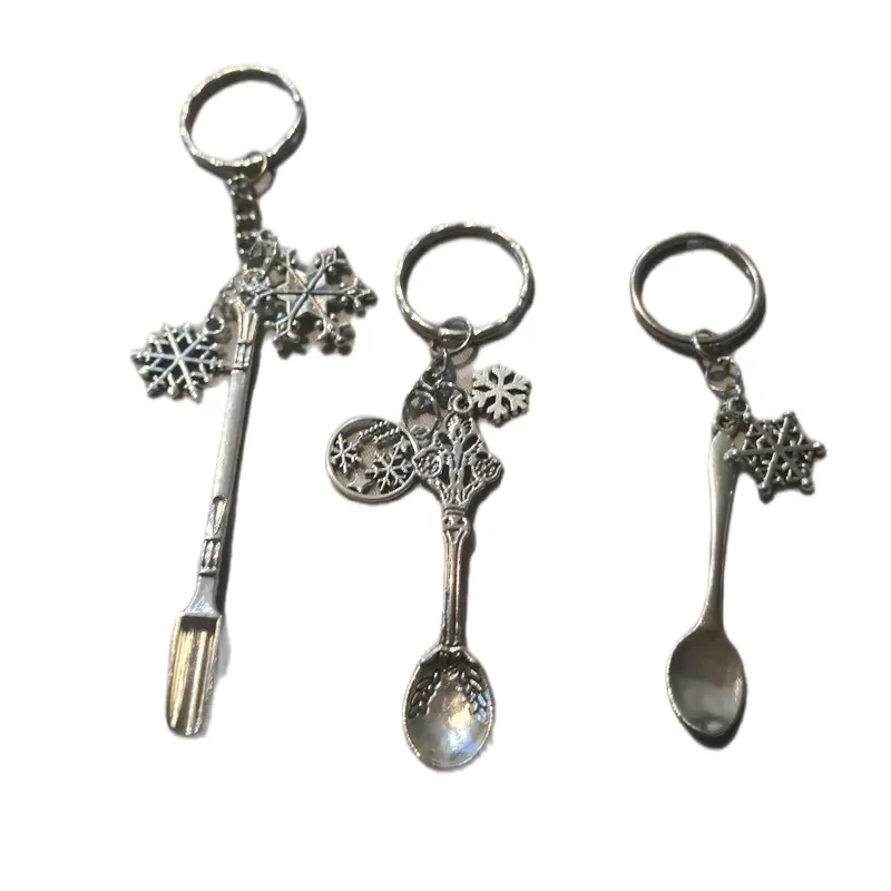 Silver Spoon Keyrings with Snowflake Charms 0
