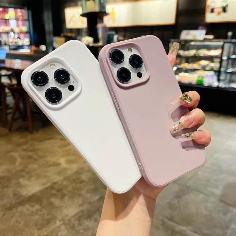 Product Introduction of Simple Solid Color Lens Bumper Shock Protection Phone Case for IPhone 16 14 15 Pro Max 13 Soft Matte Cover for IPhone 16pro 5