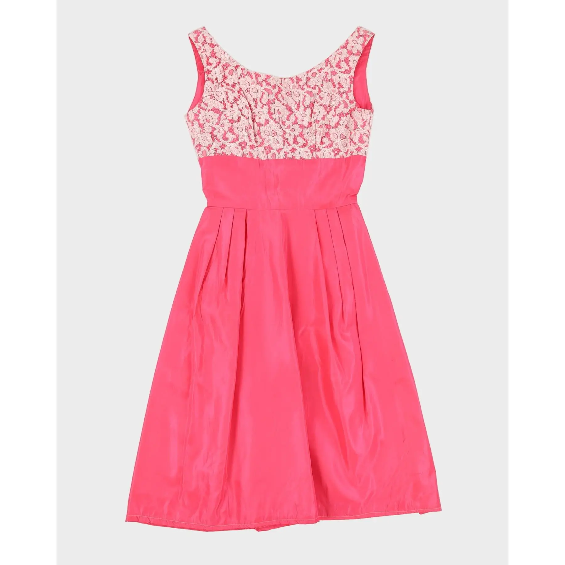 Preowned Vintage 1950s Pink With White Lace Cocktail Dress - XS