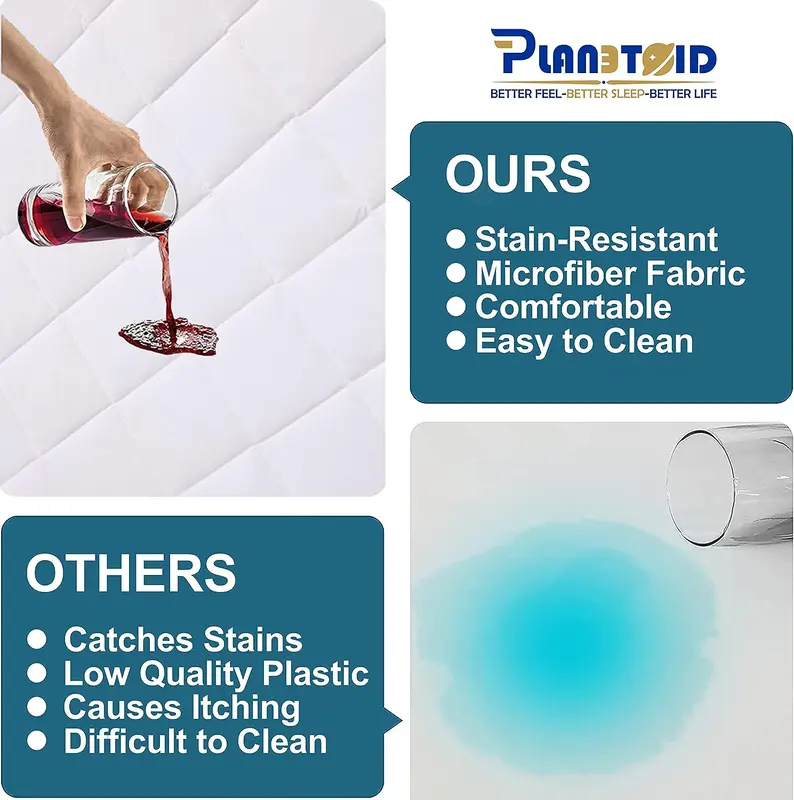PLANETOID Waterproof Mattress Protector with Extra Deep Fitted mattress cover | Quilted Mattress topper |Anti-Allergy| Breathable Mattress bed single fitted Pad Cover white mattress  protector 4