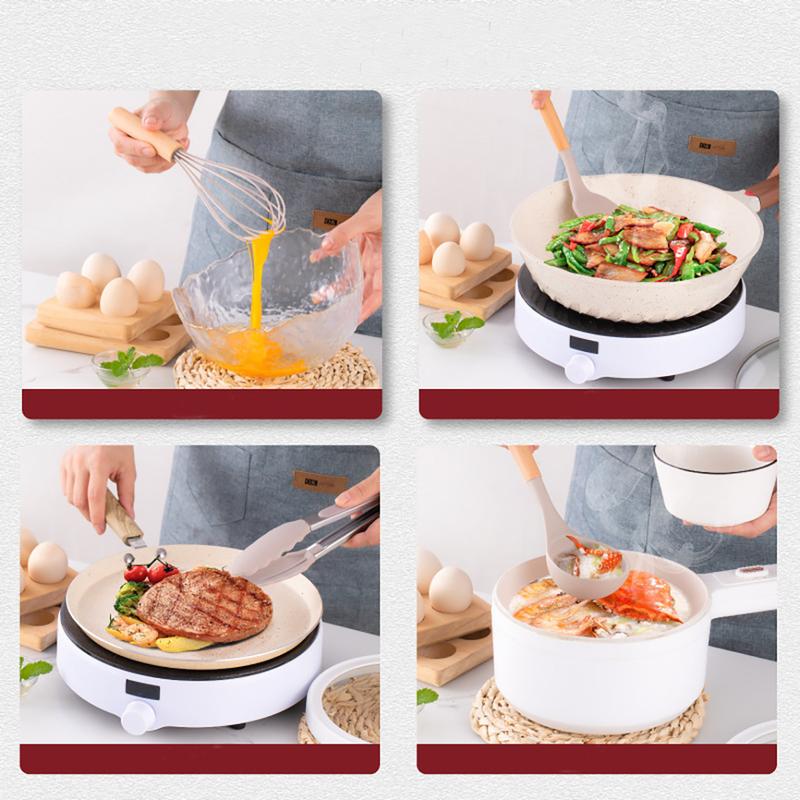 Product Introduction of 12pcs/set, Silicone Cooking Utensils Set With Wooden Handle, Colorful Non-stick Pot Special Cooking Tools Set, Heat Resistant Turner, Tongs, Spatula, Spoon, Oil Brush And Whisk, Kitchen Supplies, Kitchen Supplies, Apartment Essentisls, Halloween Gift 5