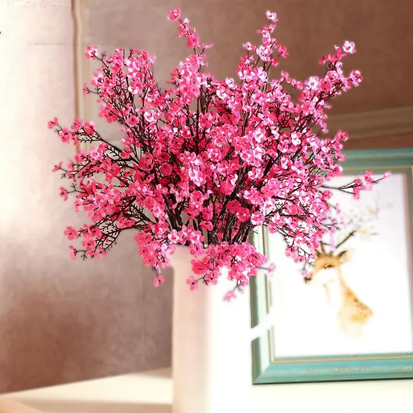 pink cherry blossom plastic branch artificial silk flowers sakura for wedding home store decoration white fake flowers DIY dec 2