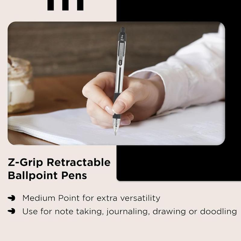 Product Introduction of Z Grip Black Ballpoint, Pens with Pocket Clip 8pk, Reliable Black Biro Pens Multipack for Everyday, New Pack Size 8pk 11