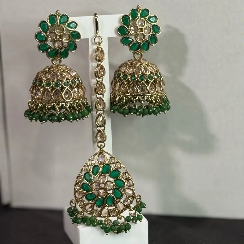 Kareema Jhumka Earring Tikka Set - Traditional Indian Jewelry