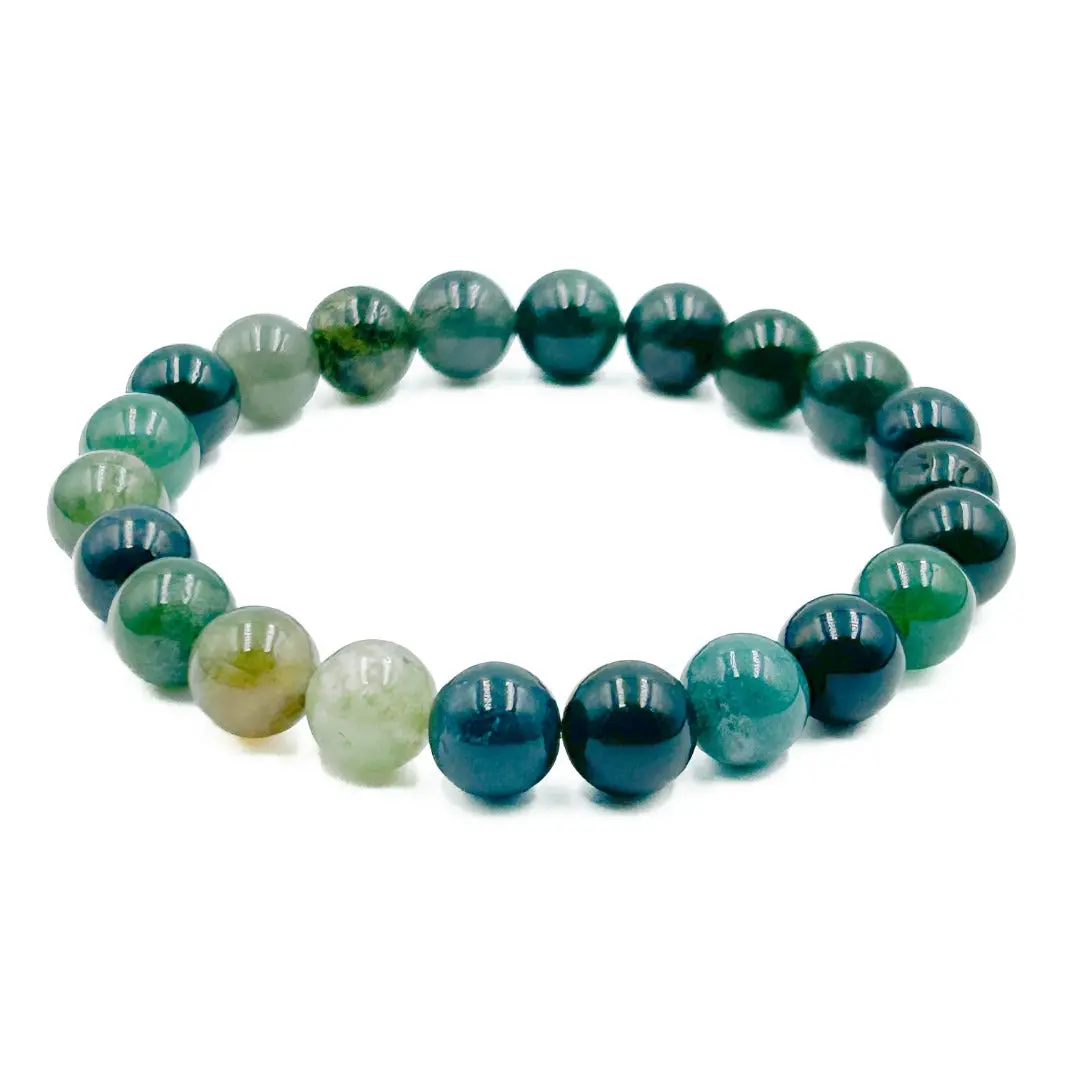Moss Agate 8mm Beaded Healing Bracelet  ( 771764 )