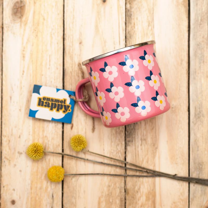 Beautiful Colourful Retro Floral Enamel Mug - Various Colours - Enamelhappy 5