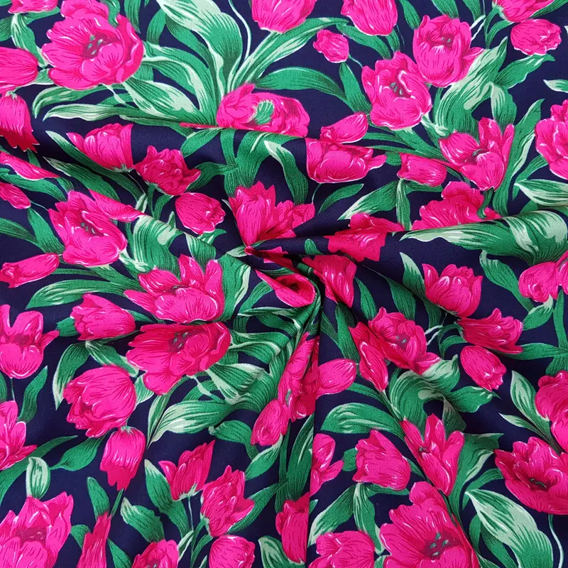 Red Roses Flowers Rose & Hubble Cotton Poplin Fabric 2