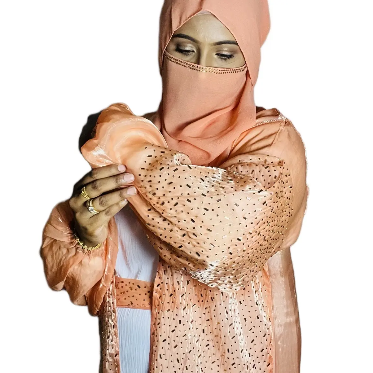 Hanan embellished sleeve abaya
