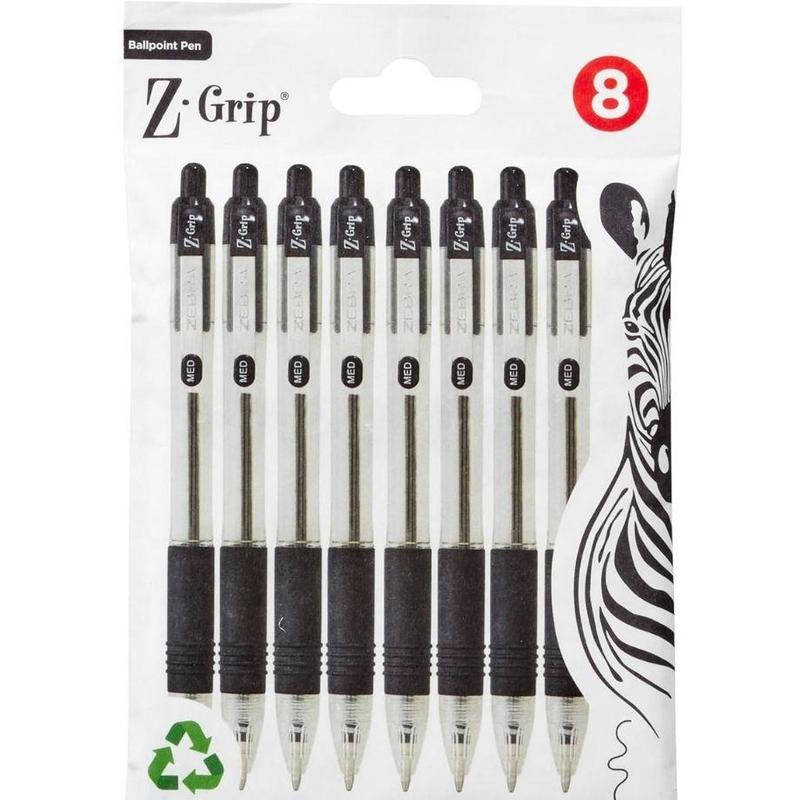 Z Grip Black Ballpoint, Pens with Pocket Clip 8pk, Reliable Black Biro Pens Multipack for Everyday, New Pack Size 8pk 0