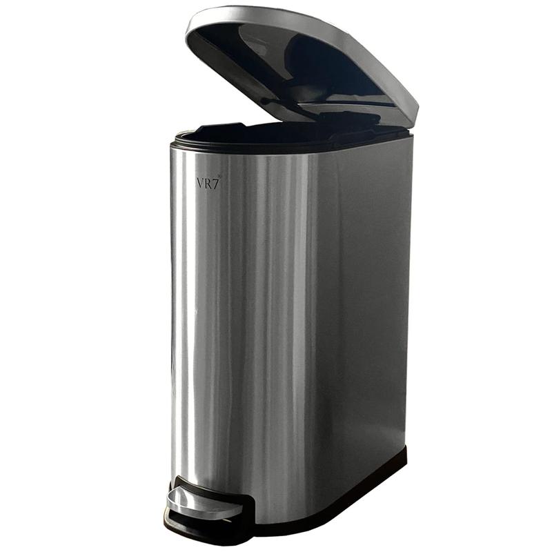 VR7 Stainless Steel Kitchen Recycling and Waste Bin with Lid & Steel Pedal 40L Bathroom Dustbin Removable Inner Basket Rubbish Bin Kitchen - Office - Bedroom - Livingroom Garbage bins for kitchen 2
