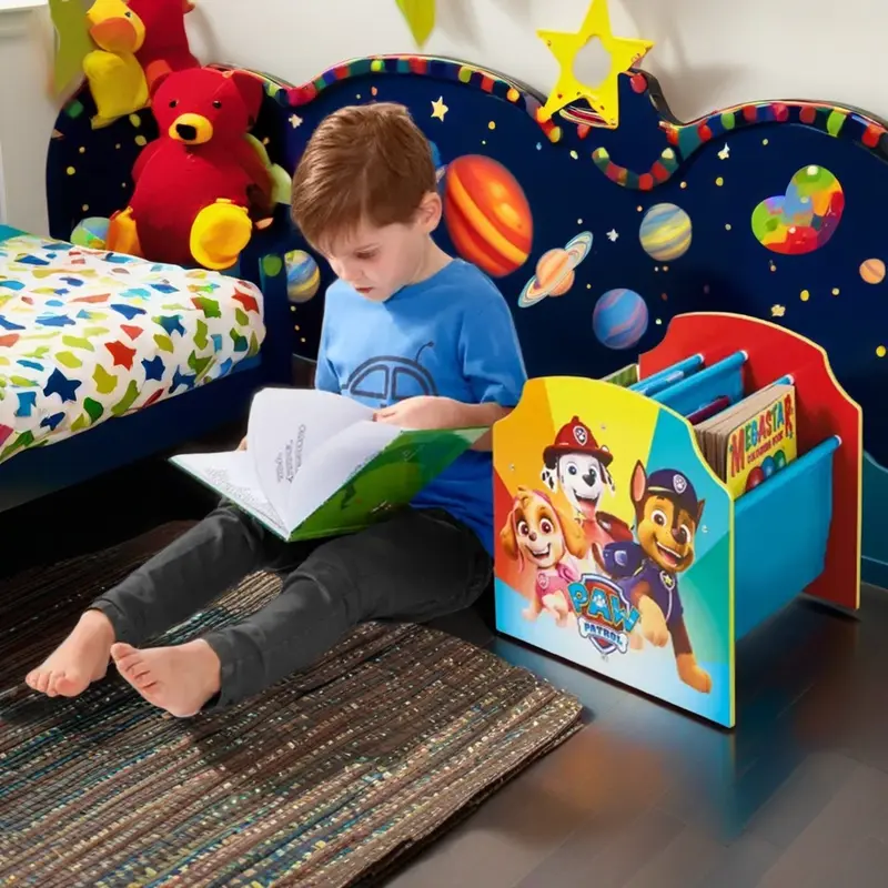 Kids Paw Patrol Sling Bookcase Unit with 4 Shelves, Children's Kids Wooden Furniture Book Shelf, Chase Skye Rocky Pawpatrol 5