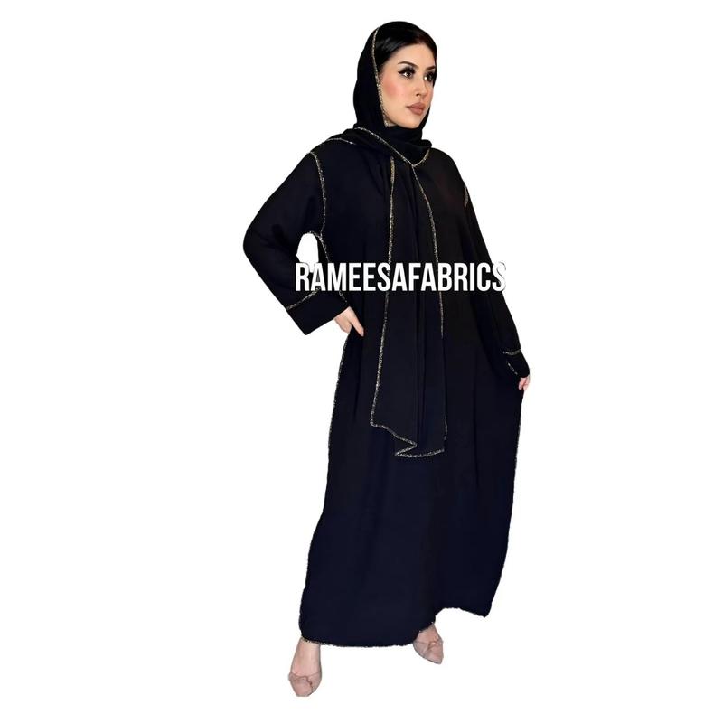Product Introduction of Women's Fashion Abaya Dress Modern Plain Cotton One-Size 1