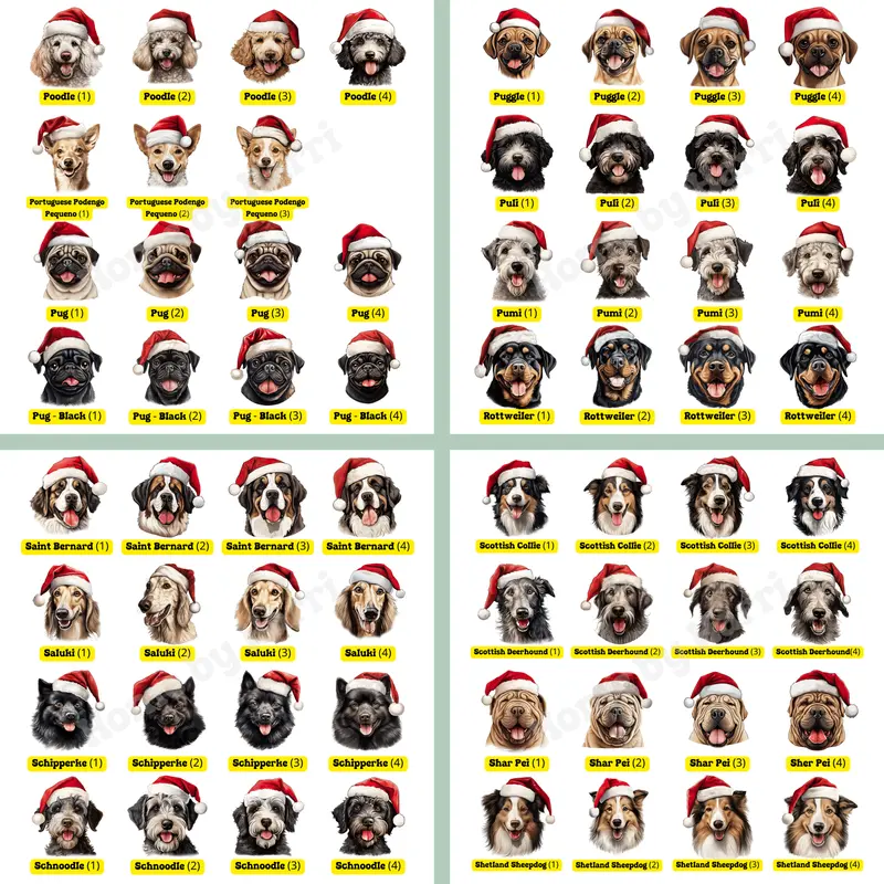Christmas Santa Hat Dog Sacks/Stocking - Various Breeds 6