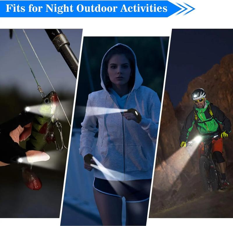 LED Half Finger Gloves for Men Women - Waterproof Night Fishing Bait Cycling Running Flashlight Durable Fingerless Gloves 8