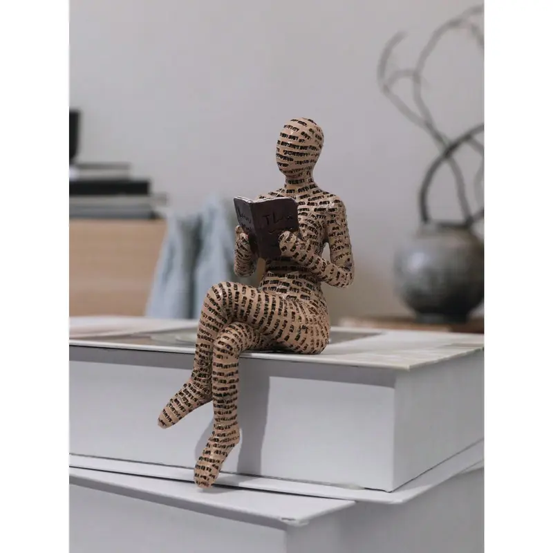 2025 1pc Resin Abstract Figurine Reading A Book Shape Home Decoration Ornament Best Gifts Birthday New 5