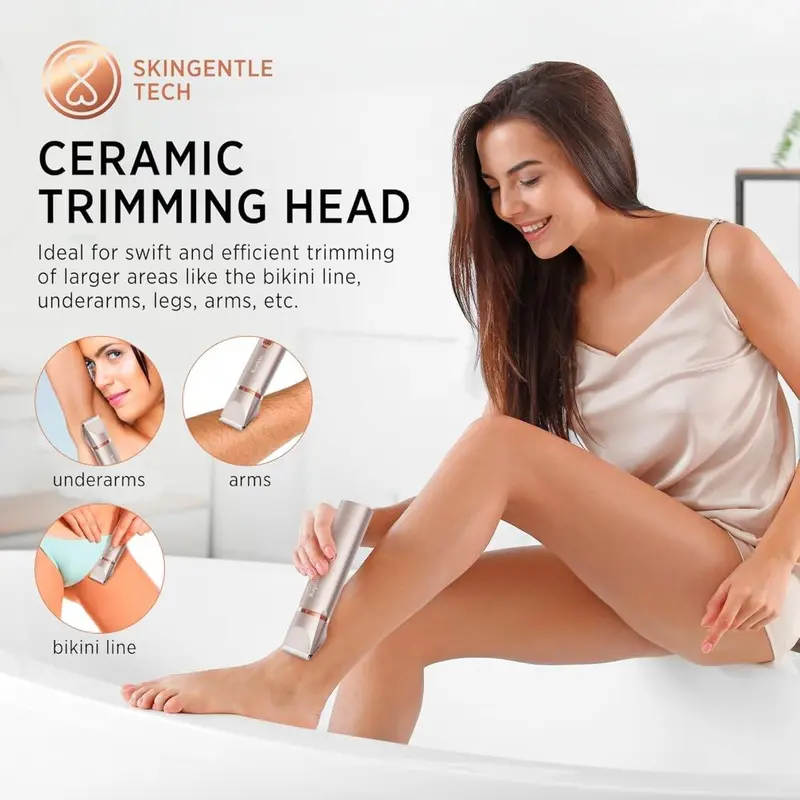 Trimmer for women pubic hair: 2 in 1 eletctric razors for women-rechargeable eletctric shaver for women-IPX7 waterproof bikini trimmer for underarm leg arm body face (Rose Gold) 2