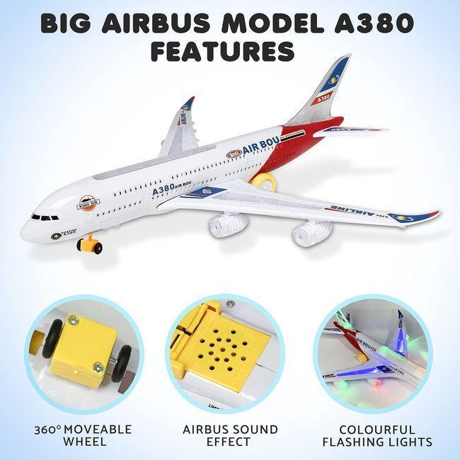 Airplane A380 Kids Electric Light & Sound Bump & Go Toy - Perfect Xmas Gift 1