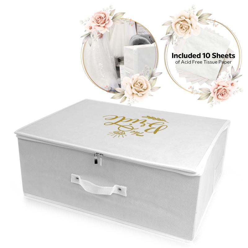 WEDCOVA UK White Personalised Wedding Dress Travel Box Breathable Bridal Dress Medium Size Storage Box Flight Cabin Size Fabric Box… 9