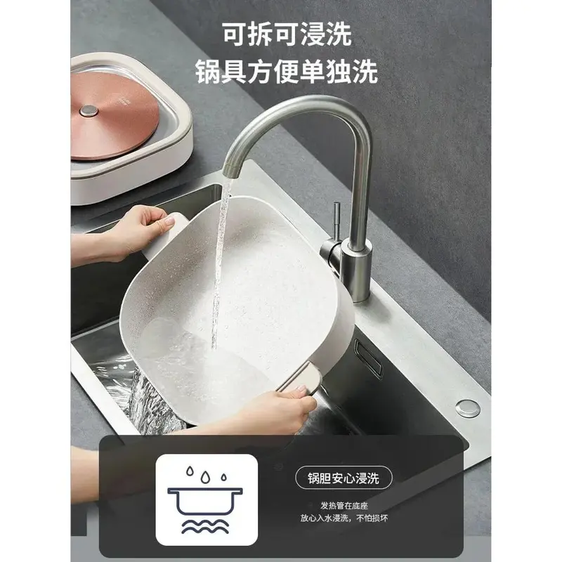 Electric hot pot household multifunctional mandarin duck split large capacity electric frying pan electric cooking pot 3