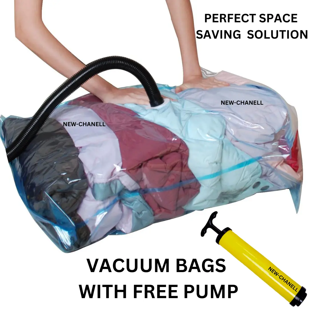 6 X XXTRA LARGE VACCUM COMPRESSED STORAGE SPACE SAVER BAGS 70X100CM FREE PUMP Organiser Set Compression