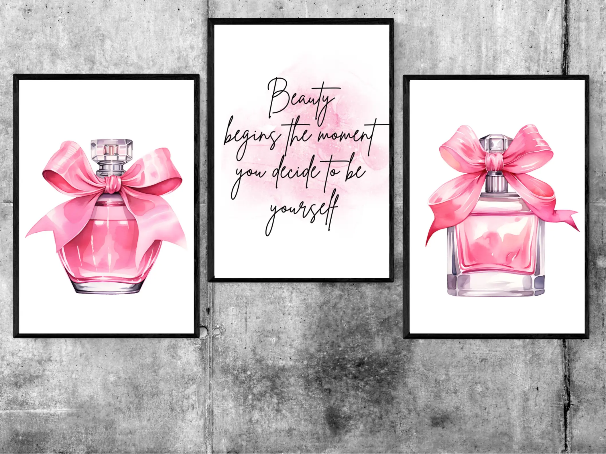 Set of 3 Beauty prints, wall prints, home prints Artistic Decor Ornaments Room Decoration Poster Pack Glossy purfume girls bedroom fashion Photo etsy pink posters art