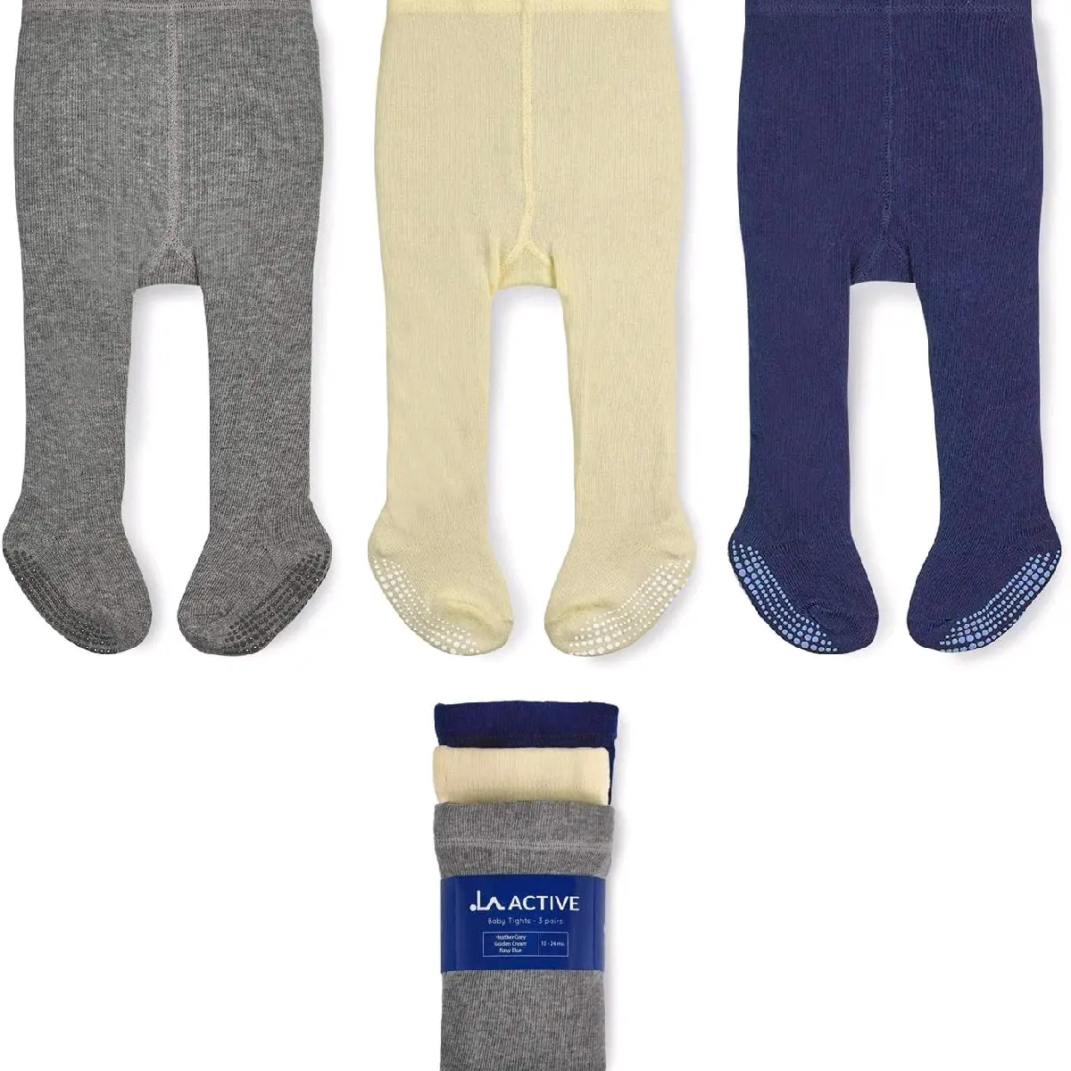 La Active baby tights 3 colors pairs Non Skid Slip Soft cotton 6-12 months