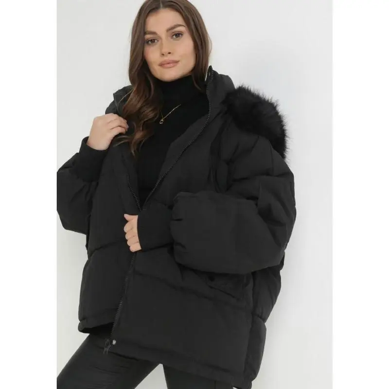 Premium Women's Oversize Plush Hooded Zip-Up Thermal Cotton Coat (A),Fall & Winter Womenswear, Stylish Plain Long Sleeve Flap Pocket Zipper Outerwear Jacket