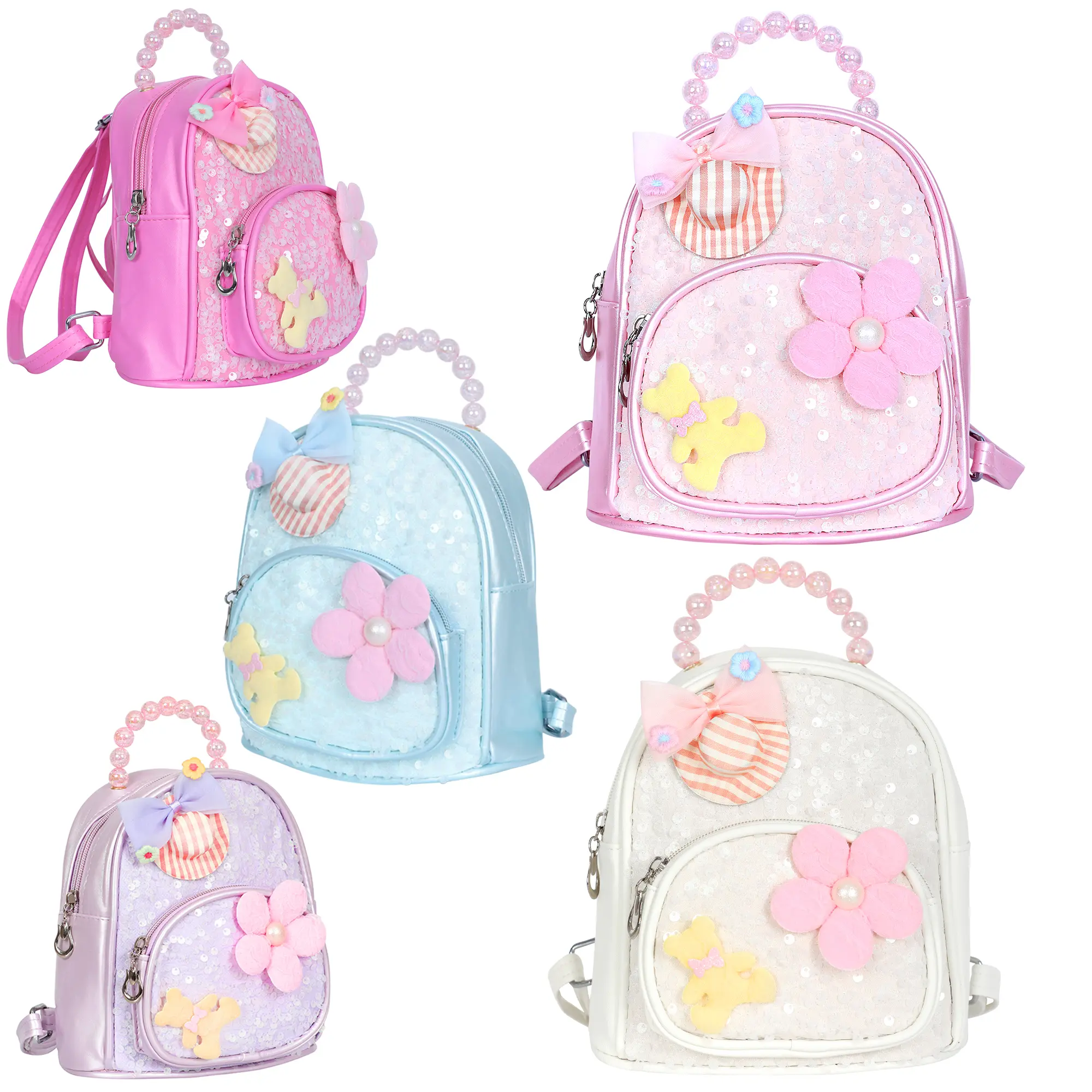 Girls Sequins Glitter Bling Backpack Children Preschool Shoulder Bags Rucksack Girls Wedding Bags Purse with Adjustable Straps Christmas Gift