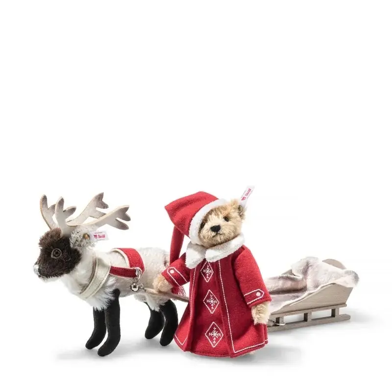 Steiff Santa and sleigh limited edition mohair plush set