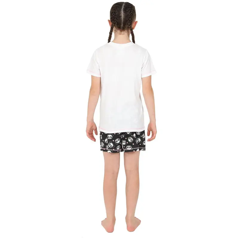 Girls Panda 'Barely Awake' Short Cotton Pyjamas 1