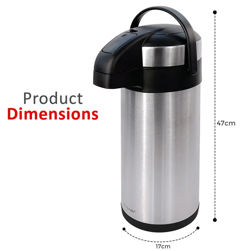 2X 5L Air Pot Tea Flask Pump Action Vacuum Insulated Safety Lock Carry Handle Drinkware Stainless 1