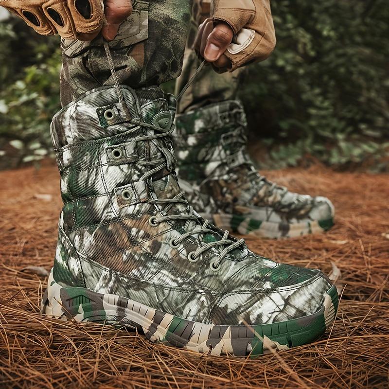 Product Introduction of Men's Trendy High Top Camouflage Boots, Comfy Non Slip Lace Up Durable Rubber Sole Hiking Shoes For Men's Outdoor Activities 4