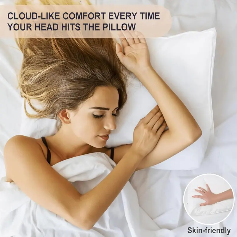 Hotel Quality Down Pillows Side Sleeper Bounce Back Bed Pillow Quick rebound, Dust Proof Resistant Premium Filled Pillows Medium Support Comfortable Duck Feather Bed for Front, Back and Side Sleepers Machine Washable Hypoallergenic of Standard Size, White 5