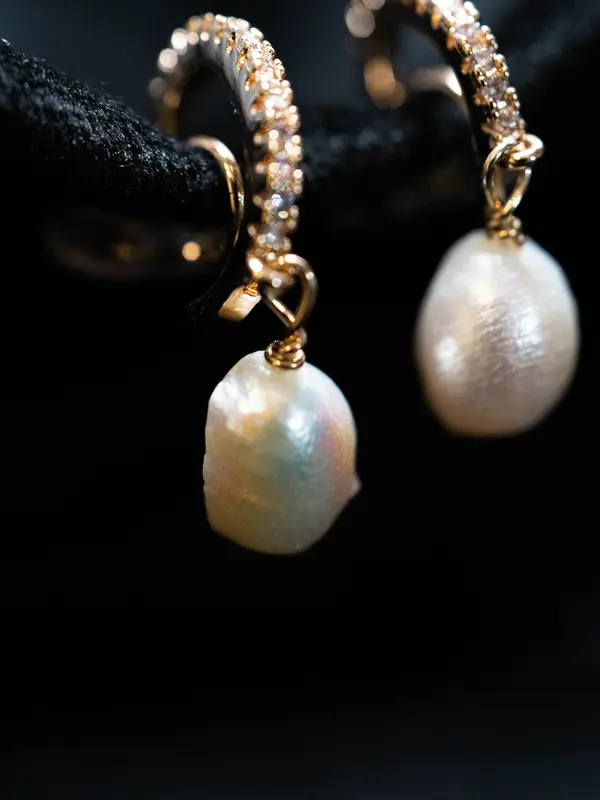 Baroque Pearl Clip on Earrings, Pearl&CZ Dangle Clip on Earrings, Bridal Clip on, Drop Clip on Earrings, Wedding Earrings, Invisible Clip on 2