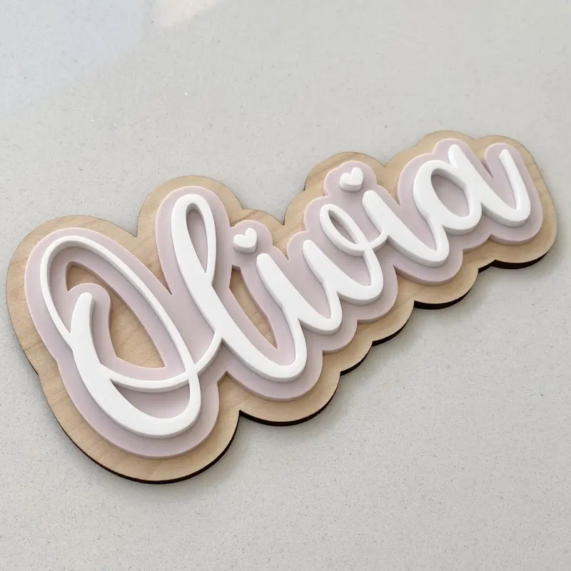 Personalised Childrens Name Sign | Triple Layer Sign | Acrylic Signs | Nursery Name Plaque | Kids Door sign | Wooden Name Sign | Playroom Signs 4