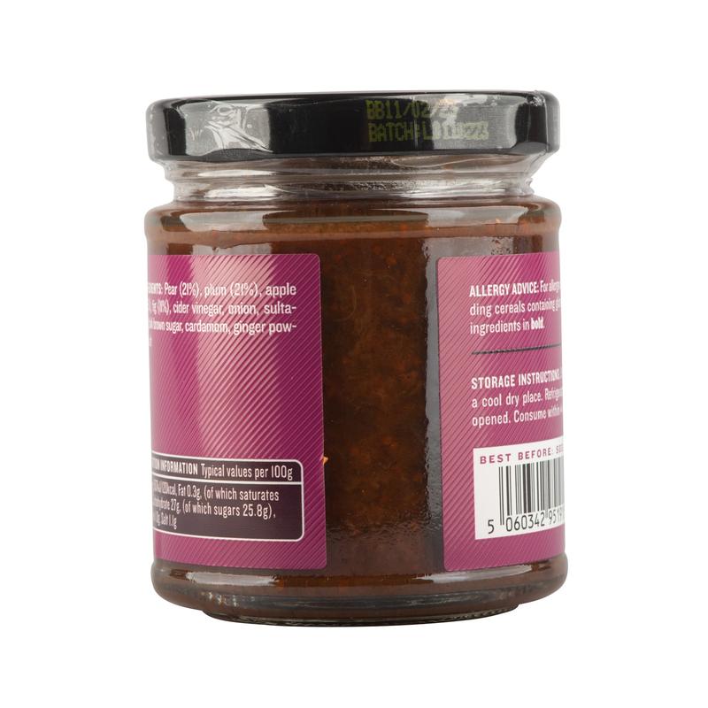 Pear, Apple, Fig & Plum Chutney:  Add it to your cheese platters for a traditional accompaniment, spread it on sandwiches for an extra burst of flavour, or use a spoonful in stews to enhance their taste profiles. 4