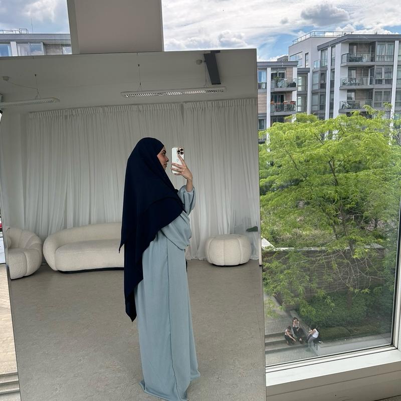 Khimar and balloon sleeve Abaya set BLUE 2