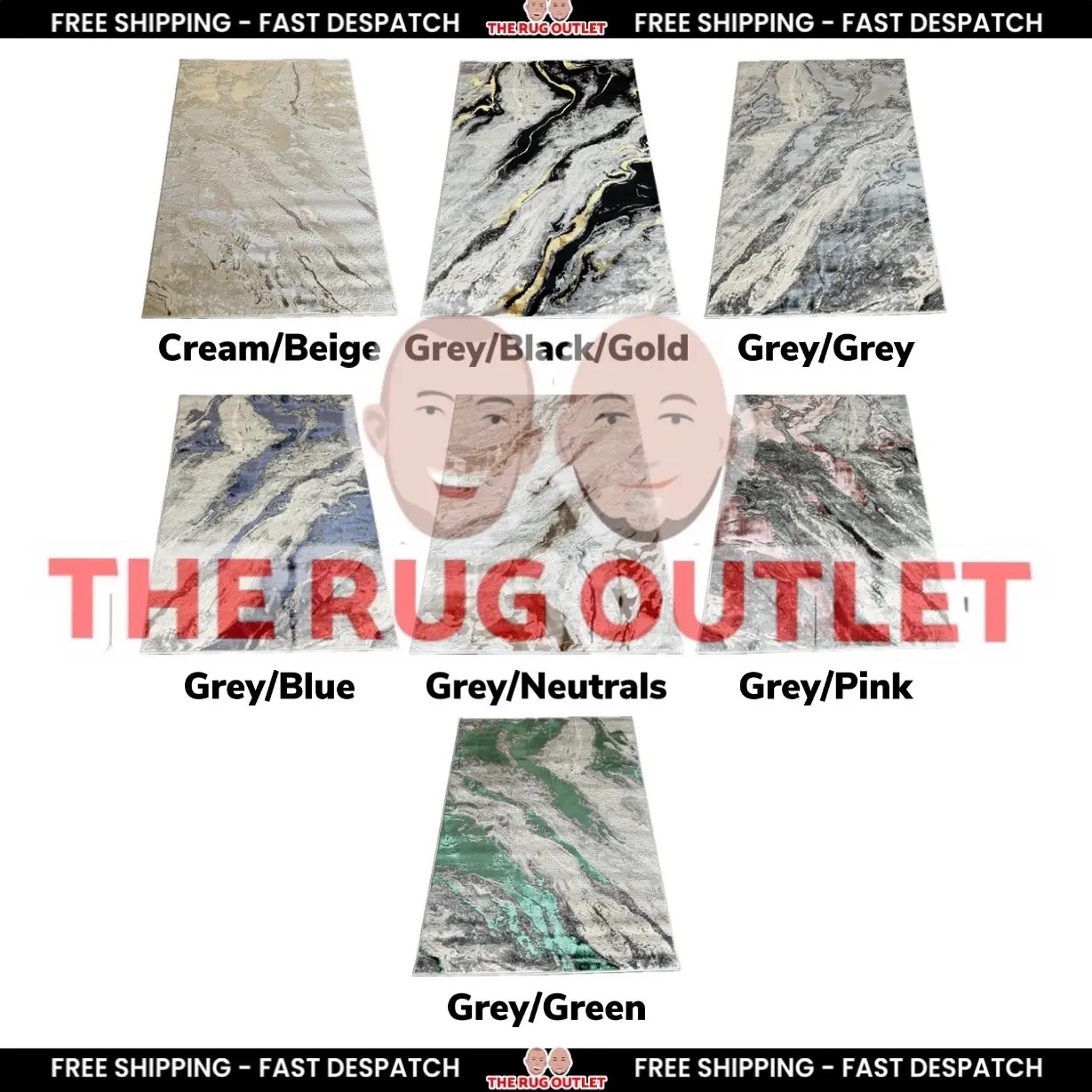 Marble Soft Shimmer Collection Extra Large Rugs - Luxurious Soft Feel Shimmer Marble Design Hard Wearing Hard Backed