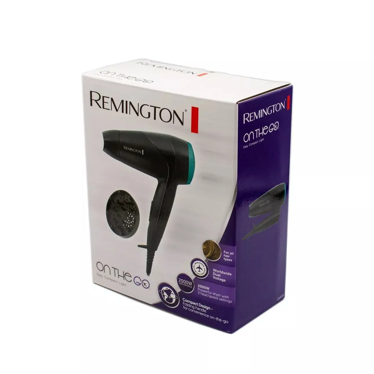 Remington On The Go - Compact Travel Hair Dryer 2000W - Black