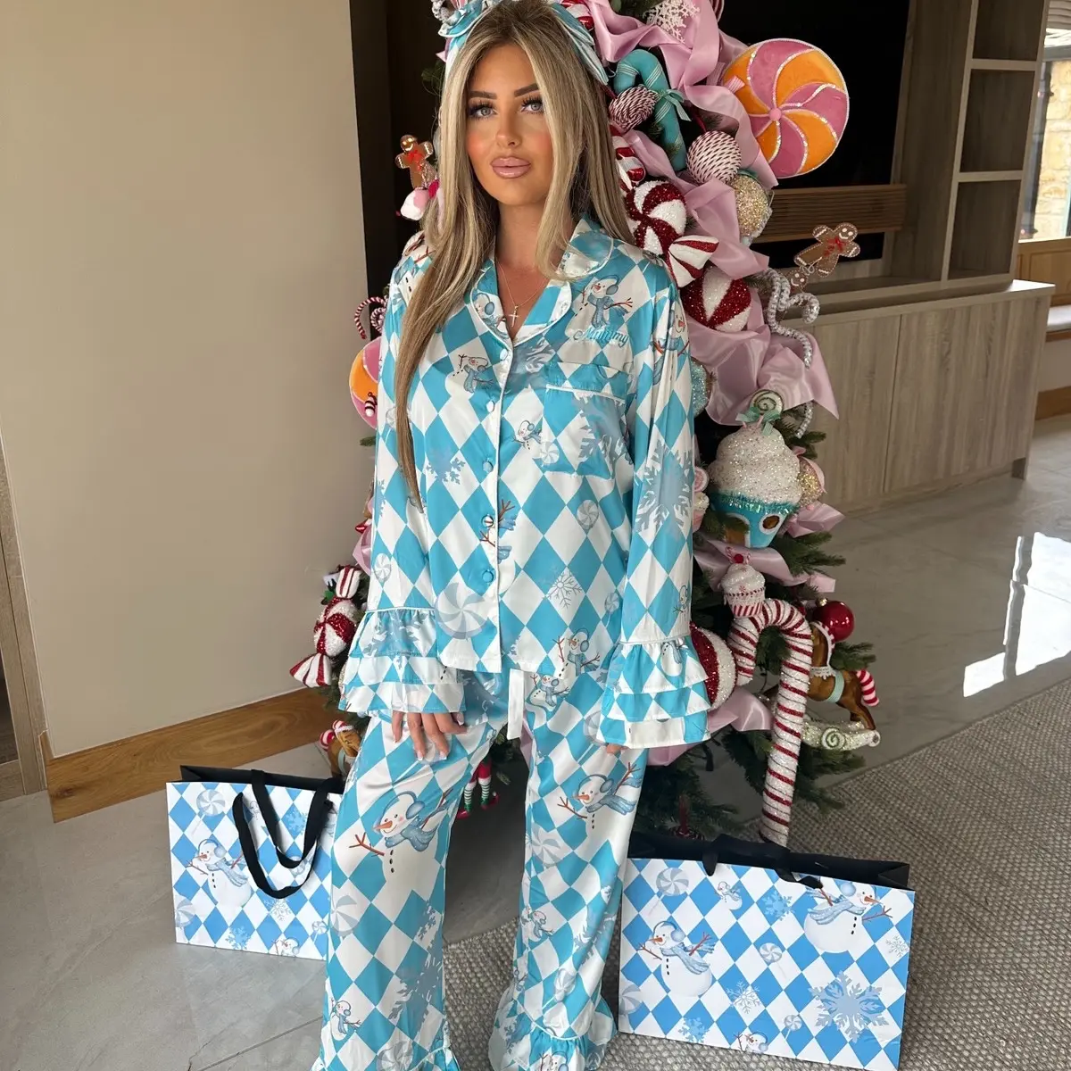 Women's Frosty the Snowman Flared Christmas PJs - Loungewear Nightwear