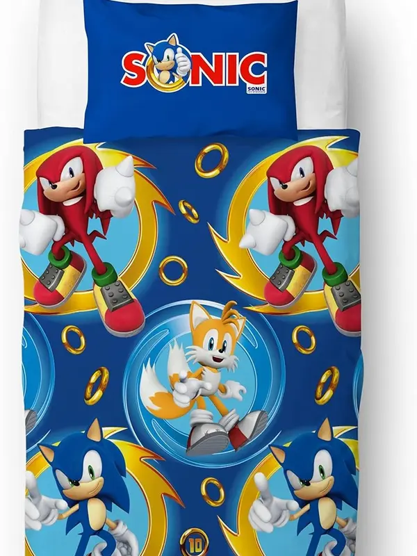 Sonic The Hedgehog Official Speed Design Single Duvet Cover Set | Reversible 2 Sided Bedding Including Matching Pillow Case, Blue 1